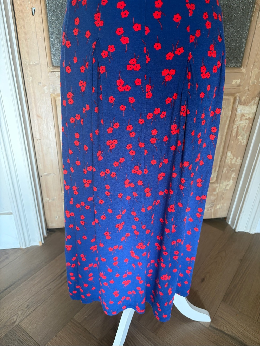 Boden Navy Floral stretchy Maxi Dress with puff sleeves 6R excellent! - Picture 3 of 11